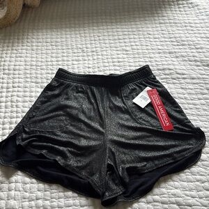 Good American Metallic Athletic Shorts NWT | Size 0 Black Shimmer Lounge Shorts